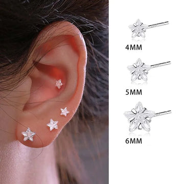 DAIIIBABYYY  -  4/5/6mm Mini Zircon Crystal Star Stud Earrings for Women Simple Cute Sleeping Without Wearing Teen Ear Pierced Jewelry Gifts
